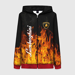 Женская толстовка на молнии Lamborghini пламя огня