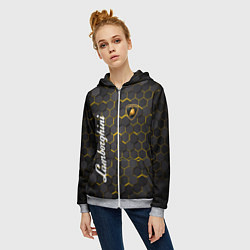 Толстовка на молнии женская Lamborghini - Золотые соты, цвет: 3D-меланж — фото 2
