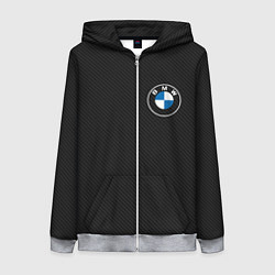 Толстовка на молнии женская BMW LOGO CARBON ЧЕРНЫЙ КАРБОН, цвет: 3D-меланж