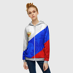Толстовка на молнии женская Российский герб: триколор, цвет: 3D-меланж — фото 2