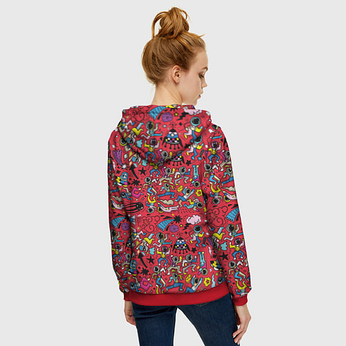 Женская толстовка на молнии Много космоса / 3D-Красный – фото 4