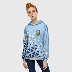 Толстовка на молнии женская Сборная Аргентины футбол, цвет: 3D-меланж — фото 2