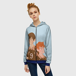 Толстовка на молнии женская Шоё и Тобио арт, цвет: 3D-синий — фото 2