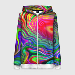 Толстовка на молнии женская Expressive pattern Neon, цвет: 3D-белый