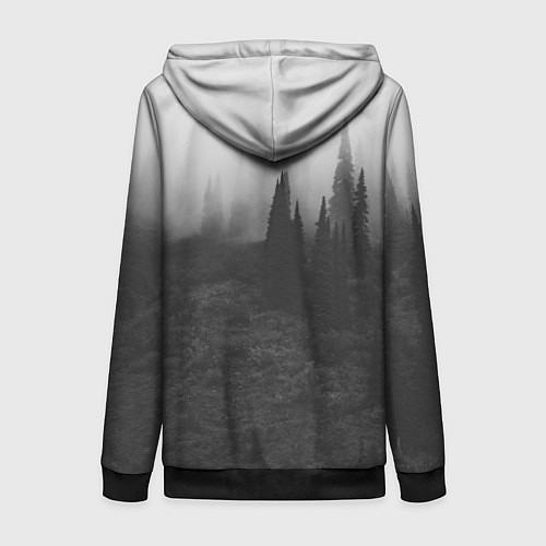 Женская толстовка на молнии Туманный лес - туман / 3D-Черный – фото 2