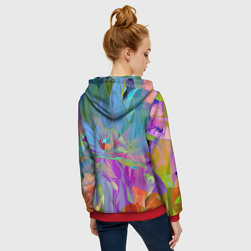 Женская толстовка на молнии Abstract color pattern Summer 2022 / 3D-Красный – фото 4