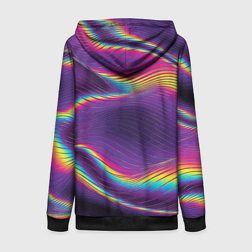 Женская толстовка на молнии Neon fashion pattern Wave / 3D-Черный – фото 2