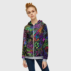 Толстовка на молнии женская Абстрактный узор Vanguard Fashion Неон, цвет: 3D-меланж — фото 2