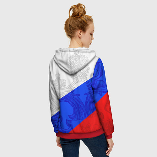 Женская толстовка на молнии RUSSIA - SPORTWEAR - ТРИКОЛОР / 3D-Красный – фото 4