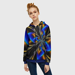 Толстовка на молнии женская Neon vanguard pattern Fashion 2023, цвет: 3D-синий — фото 2