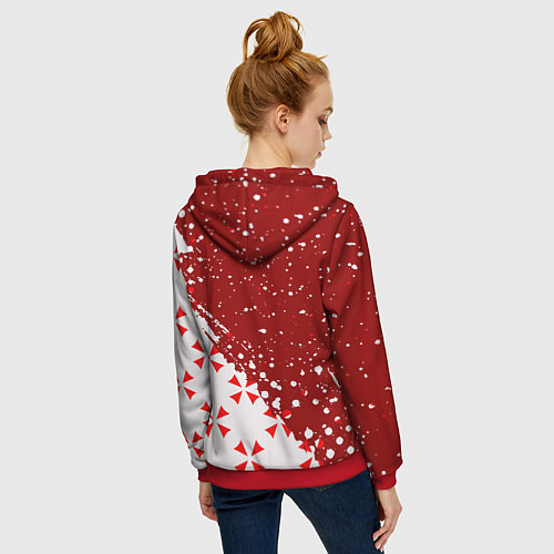 Женская толстовка на молнии Resident Evil Umbrella Corporation паттерн / 3D-Красный – фото 4
