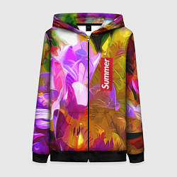 Женская толстовка на молнии Красочный цветочный узор Лето Colorful Floral Patt