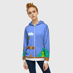 Толстовка на молнии женская Марио дизайн, цвет: 3D-белый — фото 2