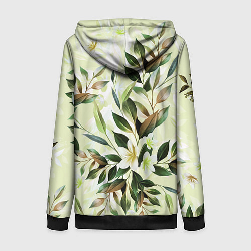 Женская толстовка на молнии Цветы Липовый Сад / 3D-Черный – фото 2