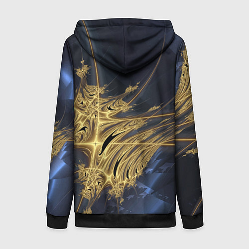 Женская толстовка на молнии Фрактальная футуристическая композиция Абстракция / 3D-Черный – фото 2