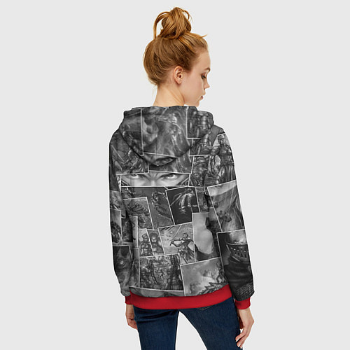 Женская толстовка на молнии Тёмные души комикс / 3D-Красный – фото 4