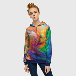 Толстовка на молнии женская MULTICOLORED SWIRLS, цвет: 3D-синий — фото 2