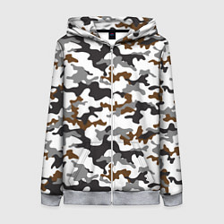 Женская толстовка на молнии Камуфляж Чёрно-Белый Camouflage Black-White