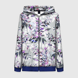 Толстовка на молнии женская Цветы Серый Букет, цвет: 3D-синий