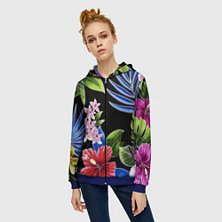 Толстовка на молнии женская Floral vanguard composition Летняя ночь Fashion tr, цвет: 3D-синий — фото 2