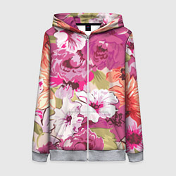 Толстовка на молнии женская Красочный цветочный паттерн Лето Fashion trend 202, цвет: 3D-меланж