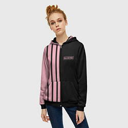 Толстовка на молнии женская BLACKPINK HALF BLACK-PINK MINI LOGO, цвет: 3D-черный — фото 2