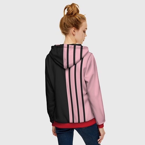 Женская толстовка на молнии BLACKPINK HALF BLACK-PINK MINI LOGO / 3D-Красный – фото 4