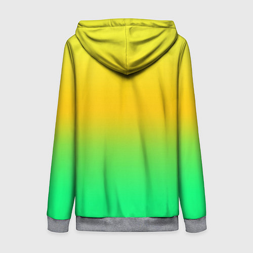 Женская толстовка на молнии Неоновый градиентный желто-зеленый фон / 3D-Меланж – фото 2