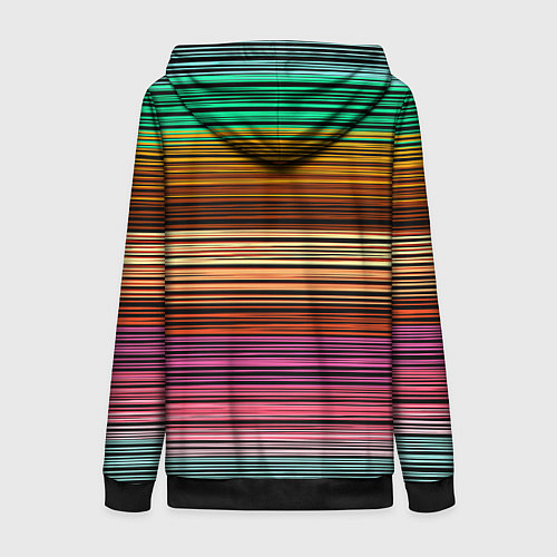 Женская толстовка на молнии Multicolored thin stripes Разноцветные полосы / 3D-Черный – фото 2