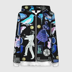 Толстовка на молнии женская Underground pattern Fashion 2077, цвет: 3D-белый