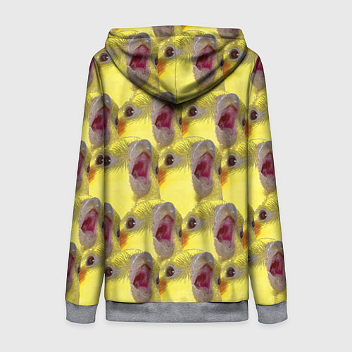 Женская толстовка на молнии Попугай Корелла Орёт Мем / 3D-Меланж – фото 2