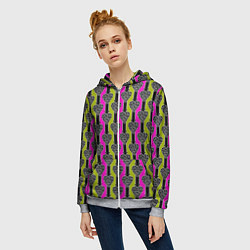 Толстовка на молнии женская Striped multicolored pattern Сердце, цвет: 3D-меланж — фото 2