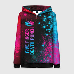 Толстовка на молнии женская Five Finger Death Punch Neon Gradient, цвет: 3D-черный