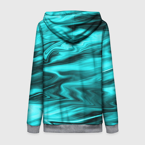 Женская толстовка на молнии Неоновый бирюзовый мраморный узор / 3D-Меланж – фото 2