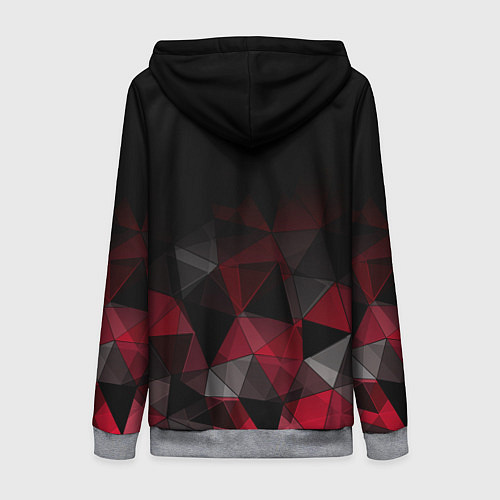 Женская толстовка на молнии Черно-красный геометрический / 3D-Меланж – фото 2