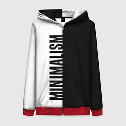 Толстовка на молнии женская MINIMALISM - BLACK AND WHITE, цвет: 3D-красный