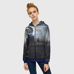 Толстовка на молнии женская STALKER Герб СССР В Припяти, цвет: 3D-синий — фото 2