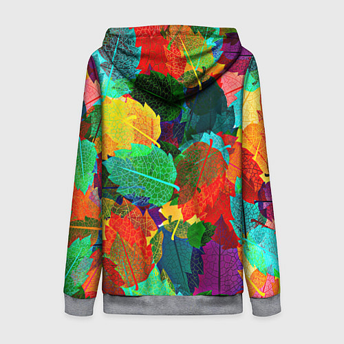 Женская толстовка на молнии Colored leaves / 3D-Меланж – фото 2