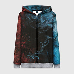 Толстовка на молнии женская Тьма и краски, цвет: 3D-меланж