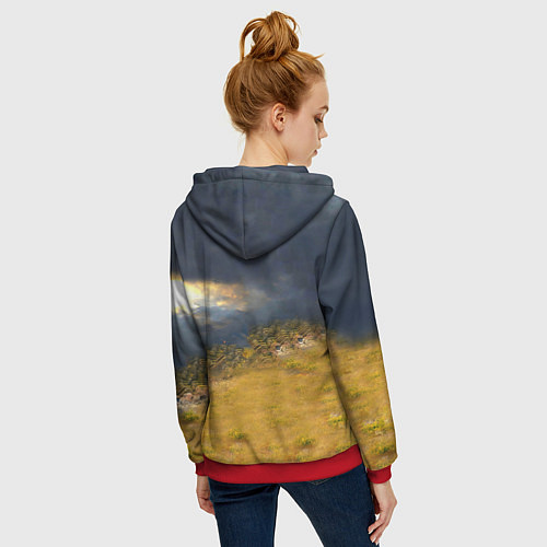 Женская толстовка на молнии Танк Е100 / 3D-Красный – фото 4