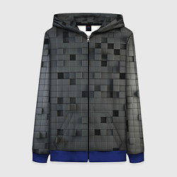 Толстовка на молнии женская Пиксельный объёмный паттерн, цвет: 3D-синий