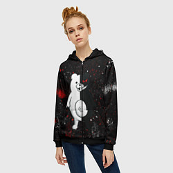 Толстовка на молнии женская Monokuma paint, цвет: 3D-черный — фото 2