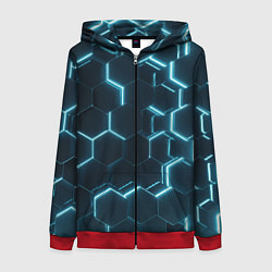 Толстовка на молнии женская Сияние сот, цвет: 3D-красный