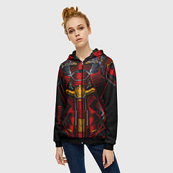 Толстовка на молнии женская Костюм железного красного робота, цвет: 3D-черный — фото 2