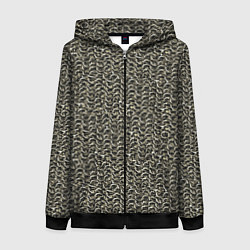 Толстовка на молнии женская Русская кольчуга, цвет: 3D-черный