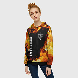 Толстовка на молнии женская In Flames и пылающий огонь, цвет: 3D-черный — фото 2