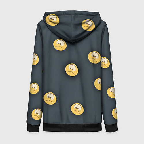 Женская толстовка на молнии Грусть смайла / 3D-Черный – фото 2