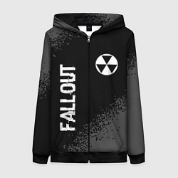 Толстовка на молнии женская Fallout glitch на темном фоне: надпись, символ, цвет: 3D-черный