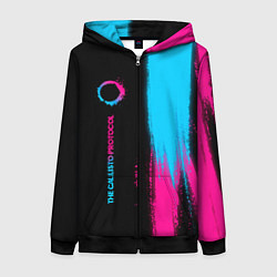 Толстовка на молнии женская The Callisto Protocol - neon gradient: по-вертикал, цвет: 3D-черный