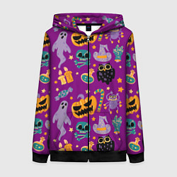 Женская толстовка на молнии Happy Halloween - holiday pattern